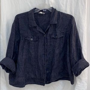 Eileen fisher Organic linen cropped denim jacket